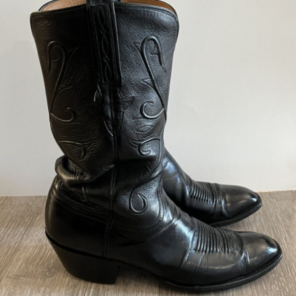 LUCCHESE Classic MENS Black Cowboy Boots Size 10.5 A L150114